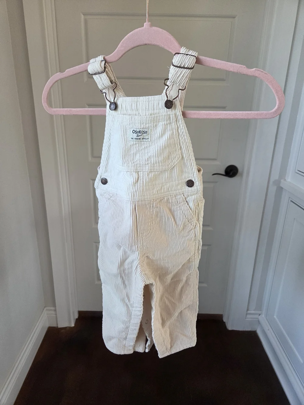 OshKosh B'gosh Cream Corduroy Kids Overalls with Front Bib